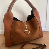 Large Suede & Leather BIt Bag Chestnut