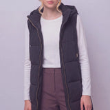 Sleeveless Long Black Puffer Vest