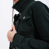 Black Raw Edge Denim Jacket