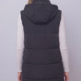 Sleeveless Long Black Puffer Vest
