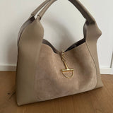 Large Suede & Leather BIt Bag Tan