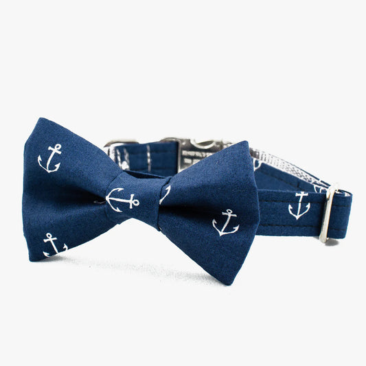 Anchors Bow Tie Dog Collar