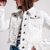 White Raw Edge Denim Jacket